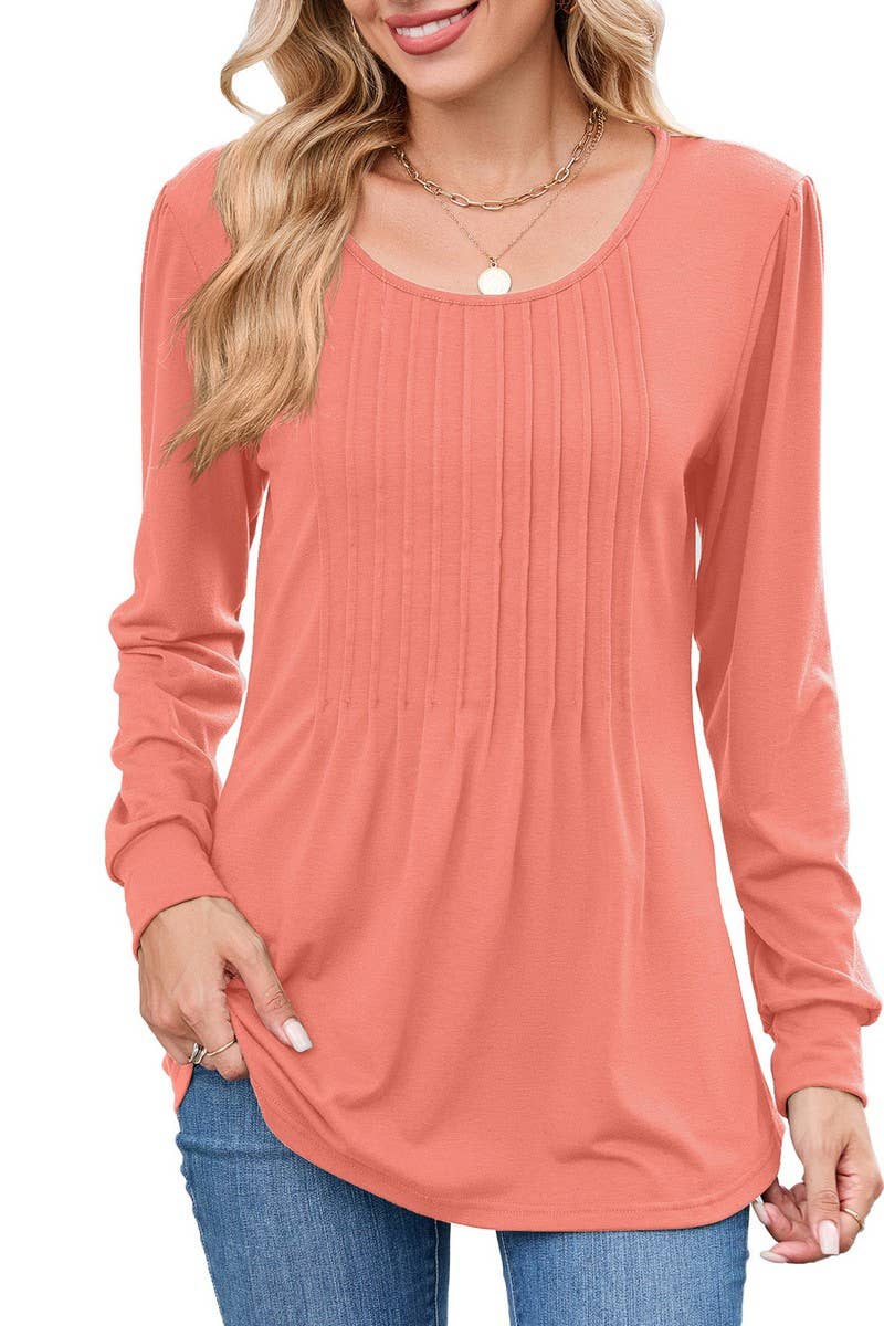 CWTBLL01305_CREW NECK SOLID RIBBED LONG SLEEVE CASUAL TEE