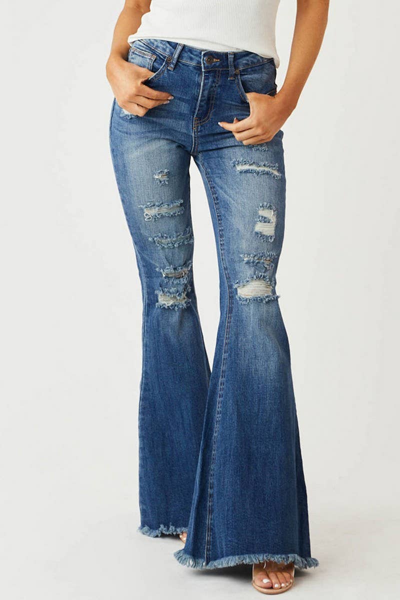 CWJP0603_MID RISE SLIM FIT STRETCH FLARE DENIM JEANS