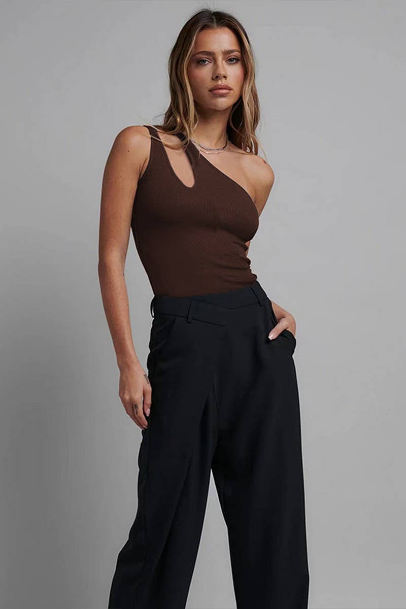 CWSBS0203_COTTON RIBBED ONE-SHOULDER CUT-OUT BODYSUIT