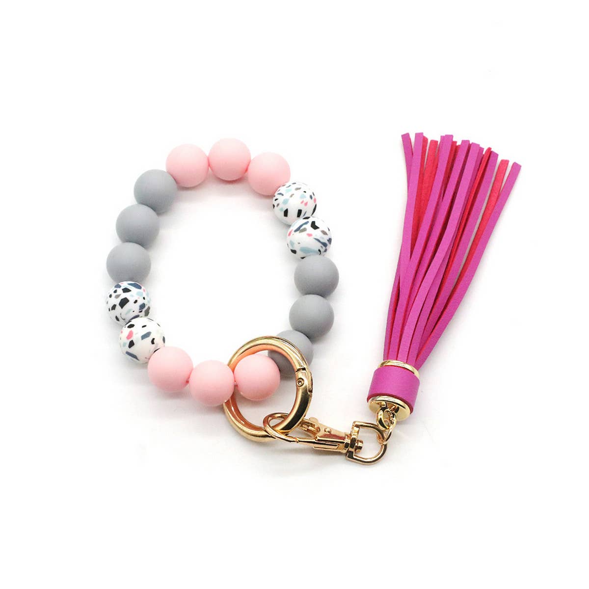 CAMOUFLAGE SILICONE BEAD BRACELET KEYCHAIN_CWMM1568