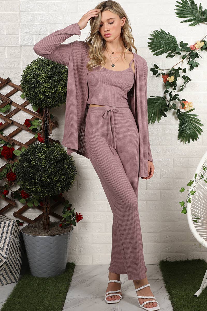 CWSTB278_Open Front Cardigan Tank Tops Pants Nightwear