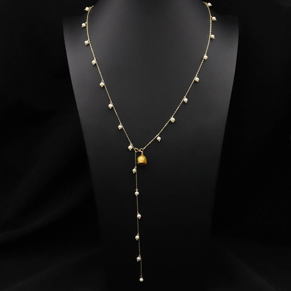 DESIGN NATURAL LONG PEARL SWEATER NECKLACE
