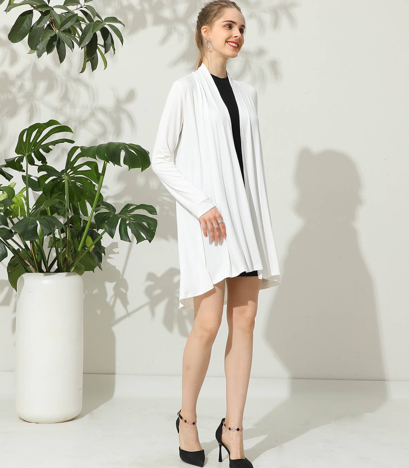 AWTL074_Long Sleeve Casual Open Front Long Cardigan