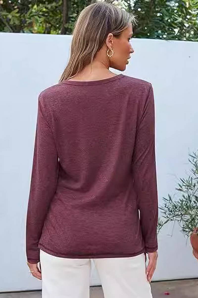 CWTBLL01154_ROUND NECK LONG SLEEVE COTTON SLIM TEE