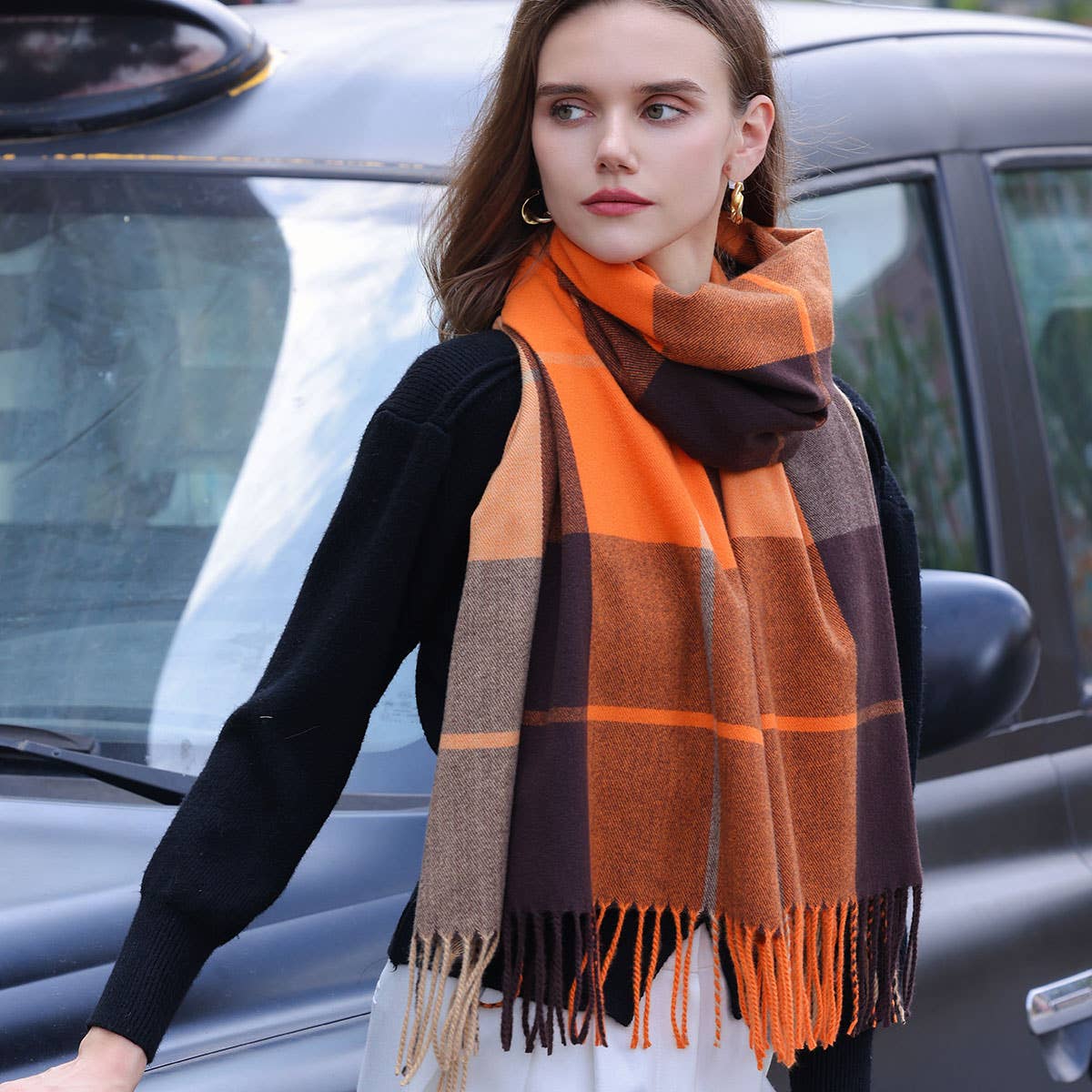 Dopamine color matching cashmere scarf - warm