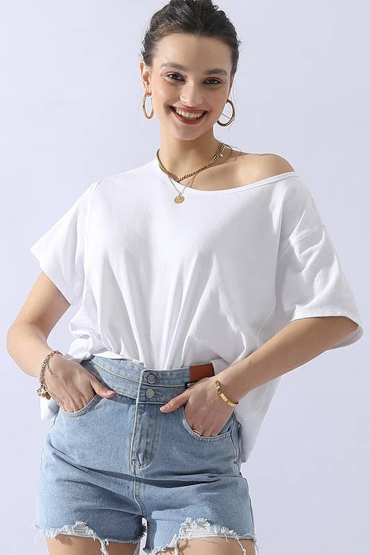 CWTTS691_LOOSE FIT ROUND NECK SHORT SLEEVE T SHIRT TOP
