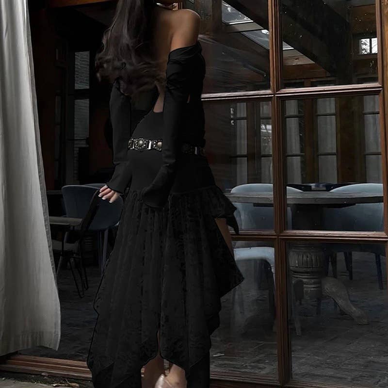 Elegant lace patchwork backless bodycon dress