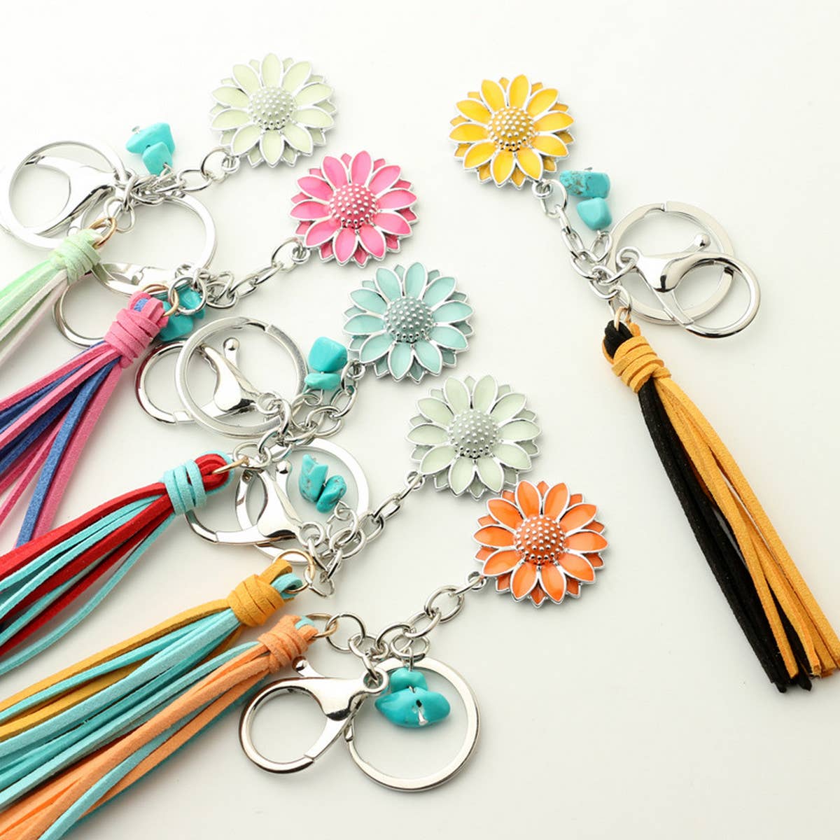PUNK FLUORESCENT SUNFLOWER KEYCHAIN_CWMM1307