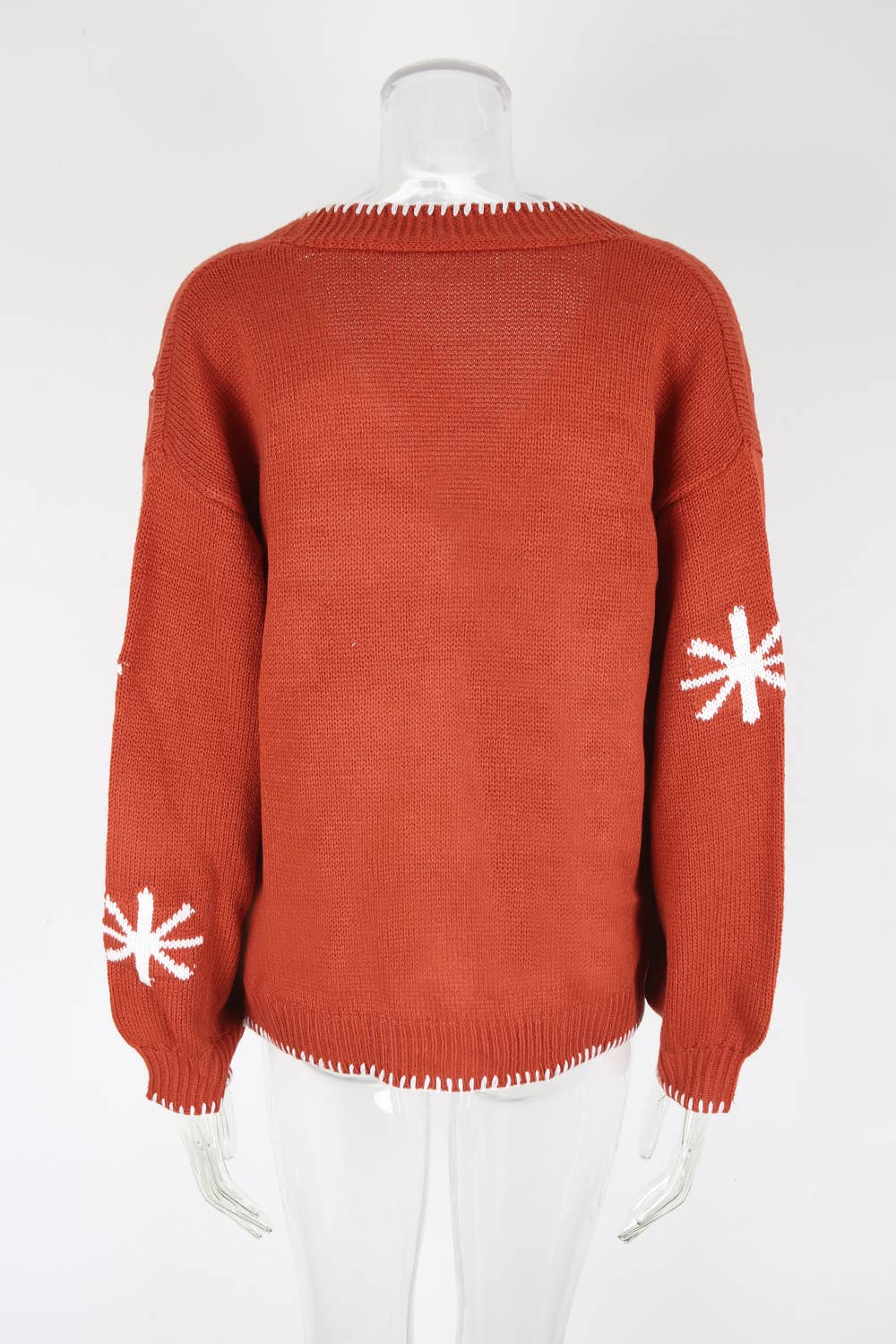 Color-blocking jacquard buttonless cardigan