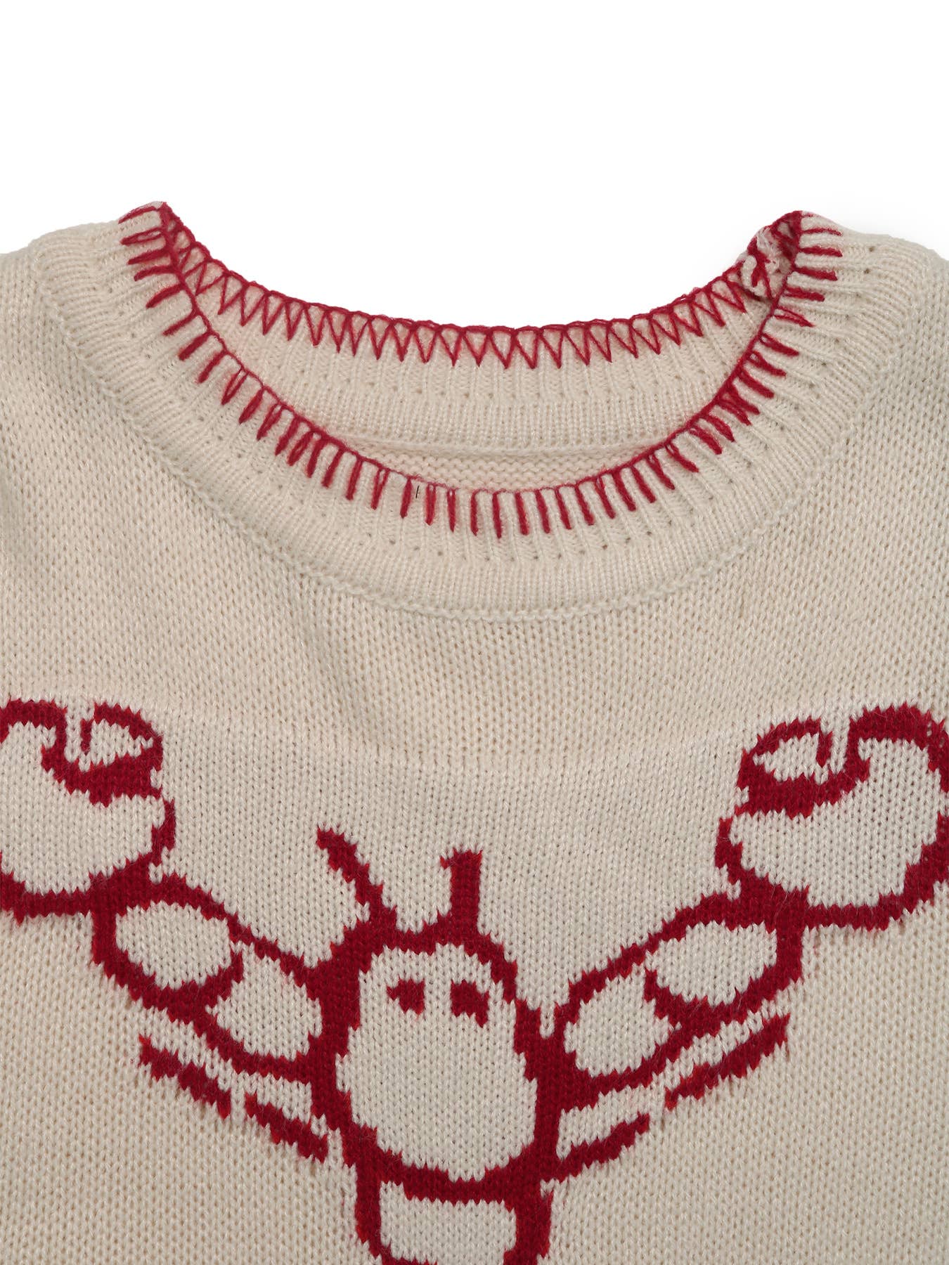 Color-blocking jacquard round-neck sweater