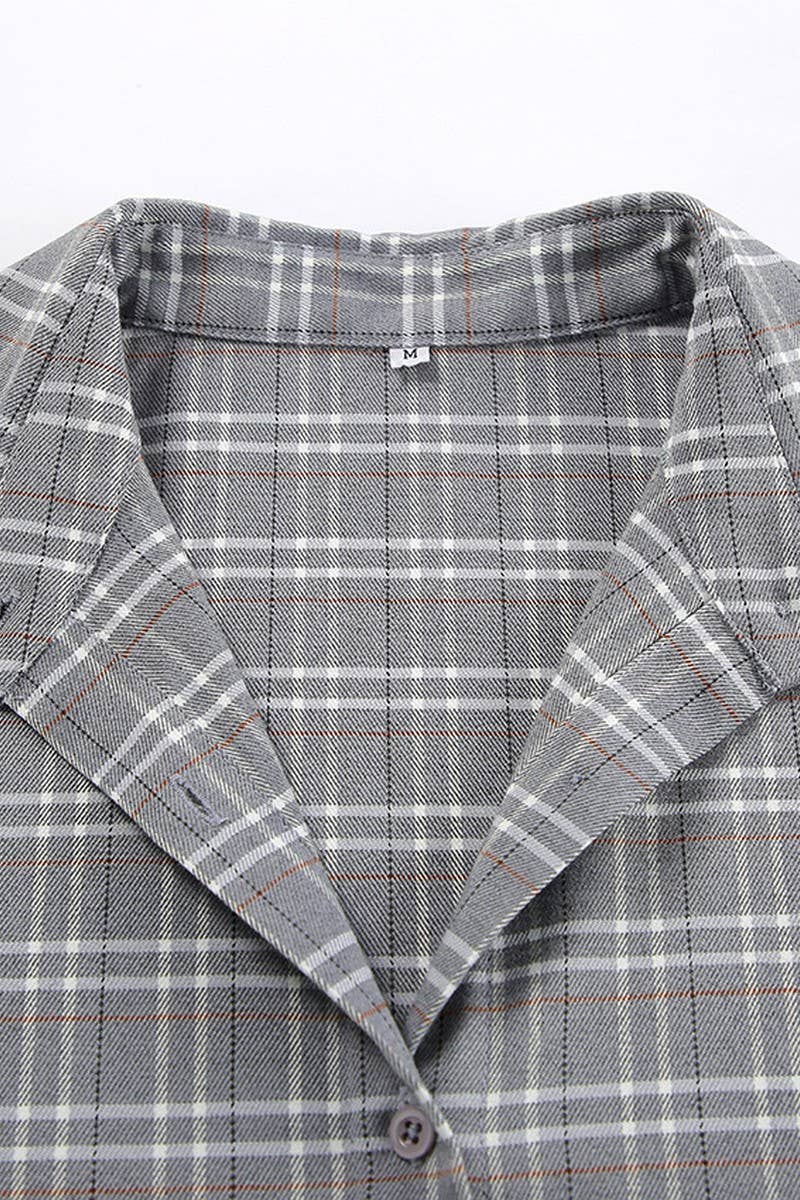 CWTBLL00626_SIMPLE LOOSE NICHE PLAID LONG-SLEEVED SHIRT