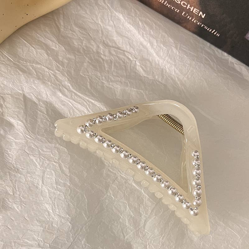 Pearl Geometric Hair Claw ??French Style Clip_CWAHA0618