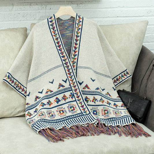 Casual loose jacquard cape cape coat