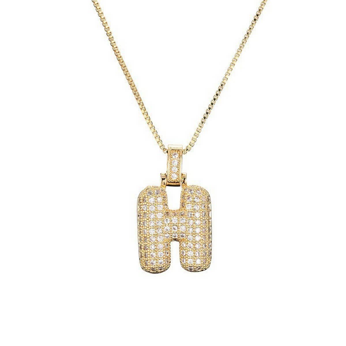 Copper Zirconia 26 Letters Pendant Necklace