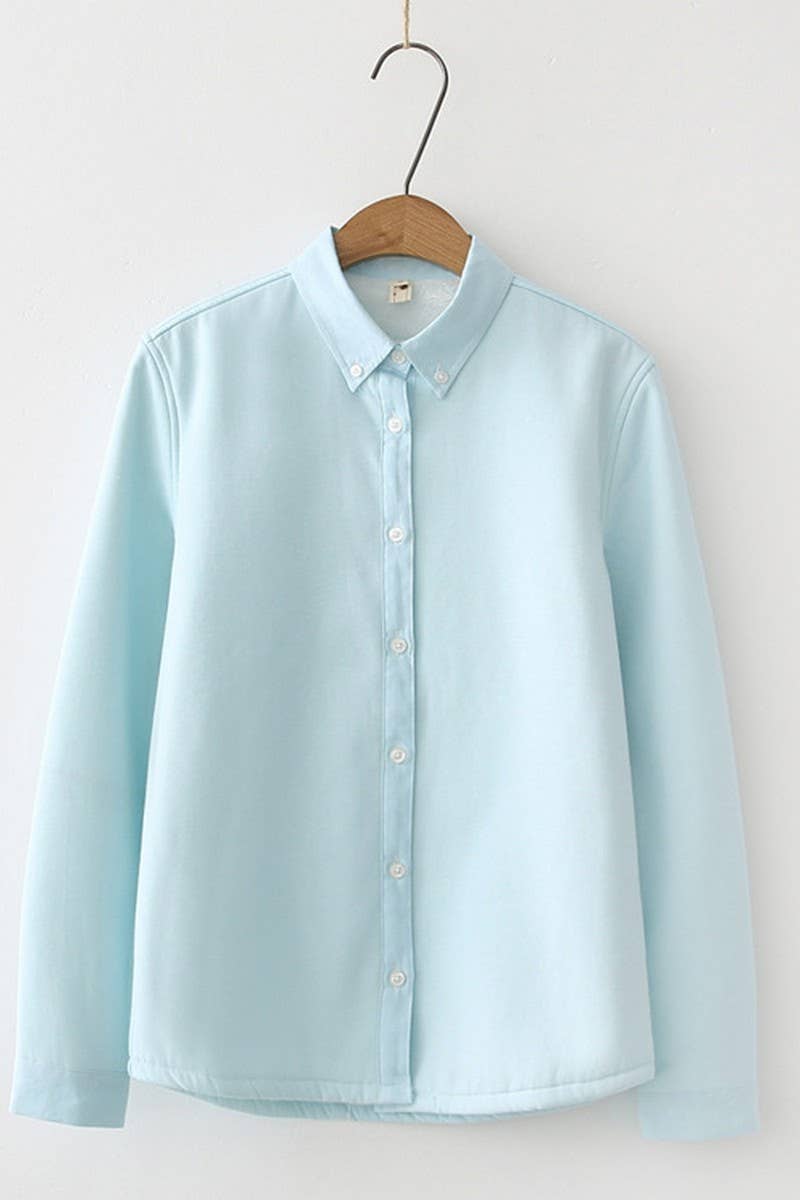 CWTSTL2243_CANDY COLOR PLUSH THICKENED SHIRT BOTTOMING SHIRT