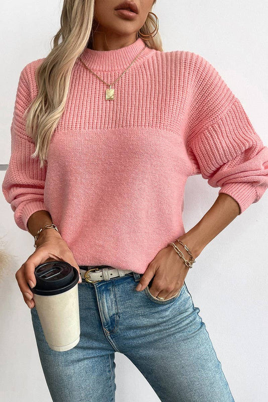 CWOSWL2875_HALF TURTLENECK PULLOVER KNITTED SWEATER