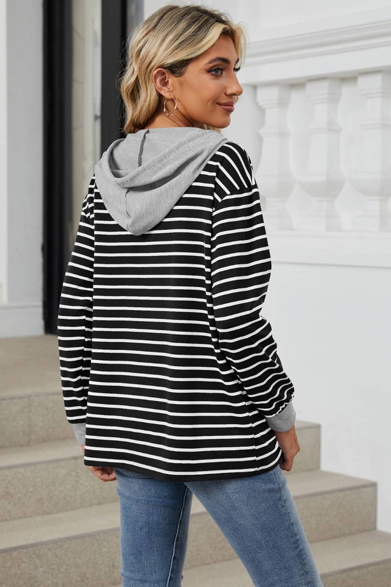 CWOHOL0995_LONG SLEEVED HOODIE WITH STRIPED MATCHING CAPS