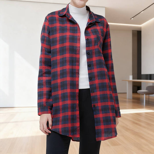 Casual checked long-sleeved shirt