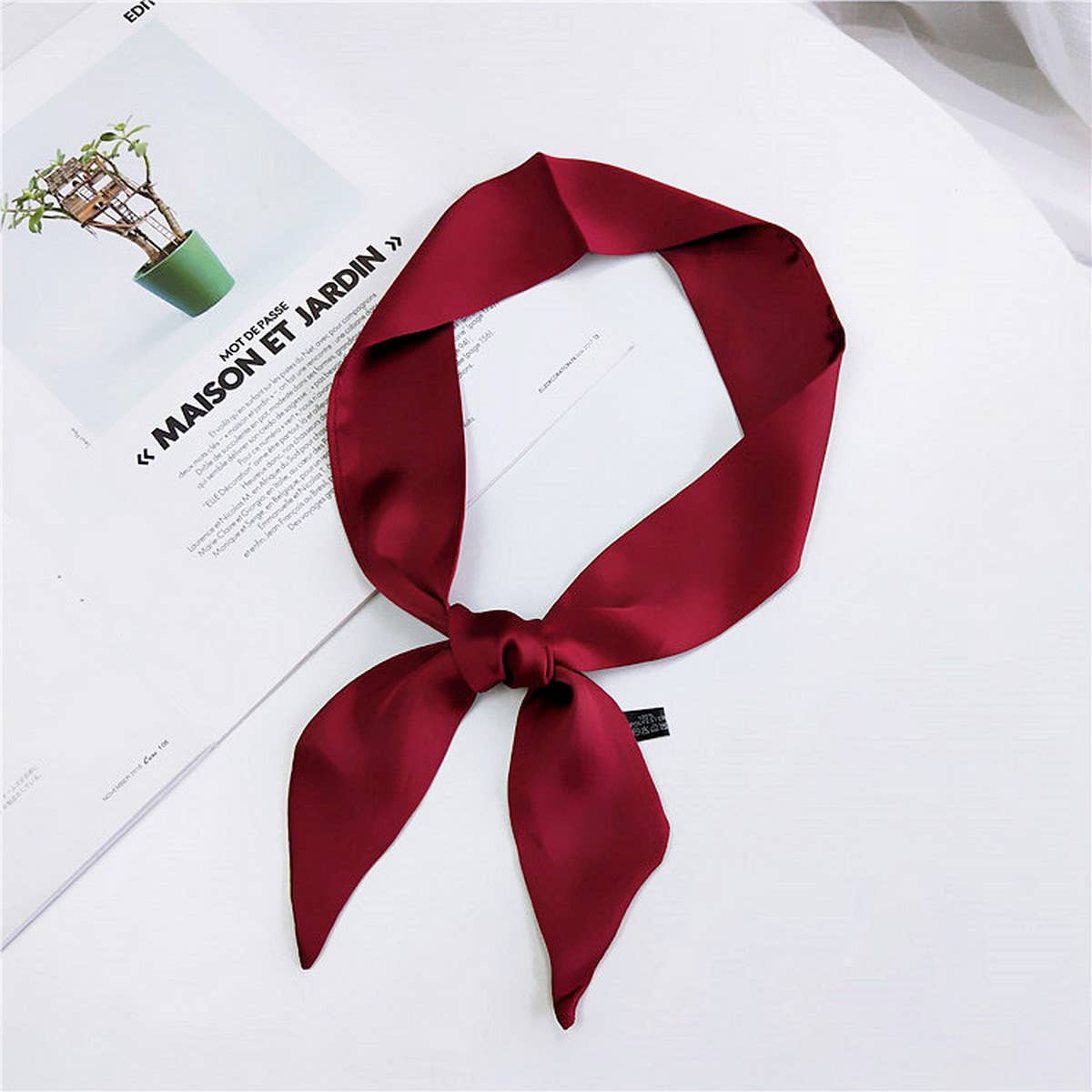 CWASC2382_VERSATILE SMALL WRIST STRAP SOLID COLOR SCARF