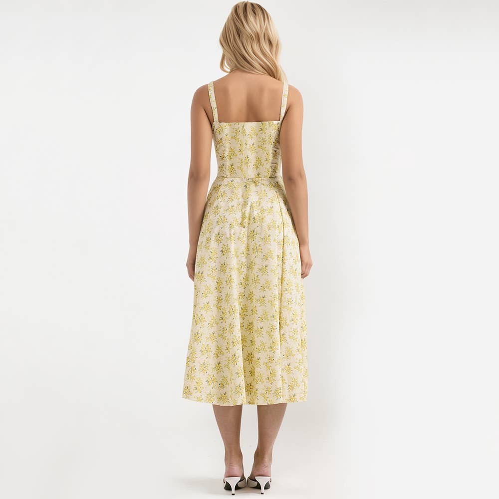 Backless Tie Strap Printed Sleeveless Dress