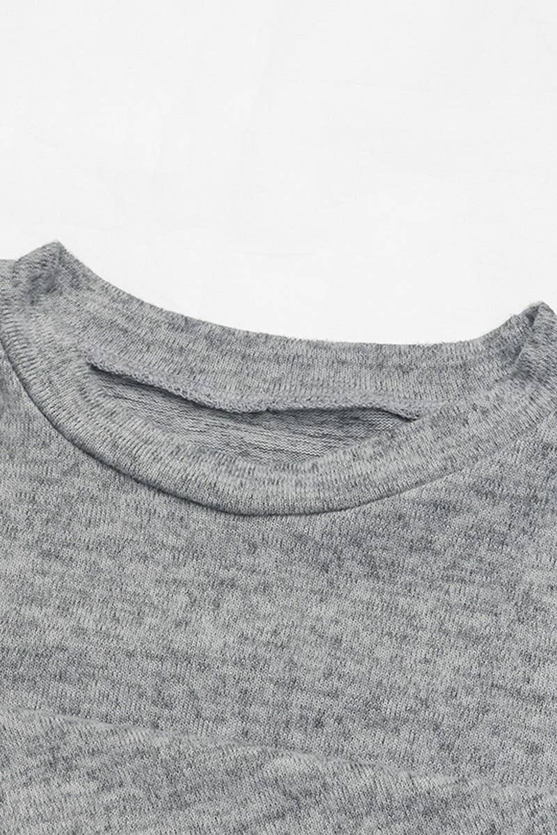 CWTTL1978_AUTUMN SOLID COLOR TWIST LONG SLEEVE SLIM FIT T-SH