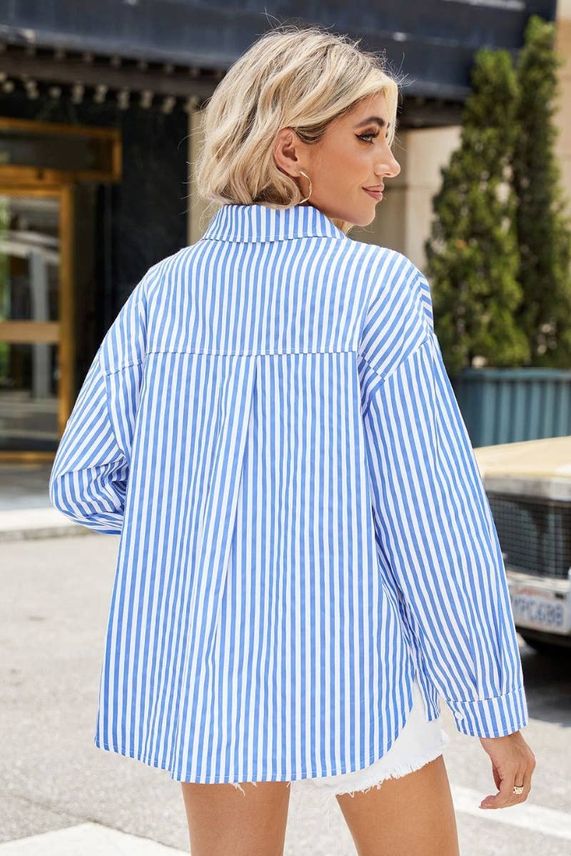 CWTSTL2231_STYLISH STRIPED POCKET LONG-SLEEVED SHIRT