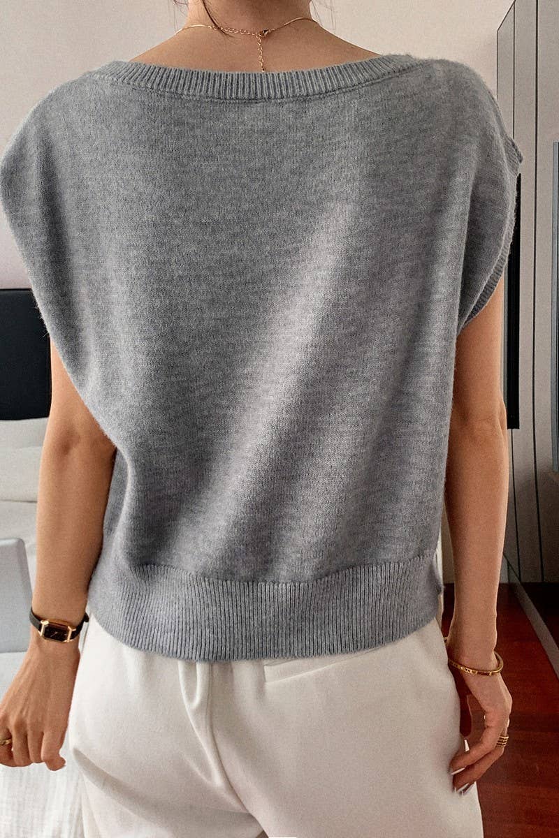 CWOSWS00154_SOLID FLORAL SHORT SLEEVE KNIT TOP