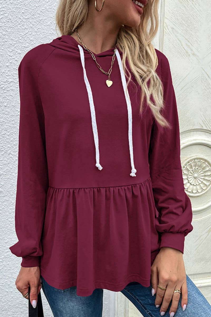 CWOHOL1013_DESIGN HOODED SPLICED LONG-SLEEVED HOODIE