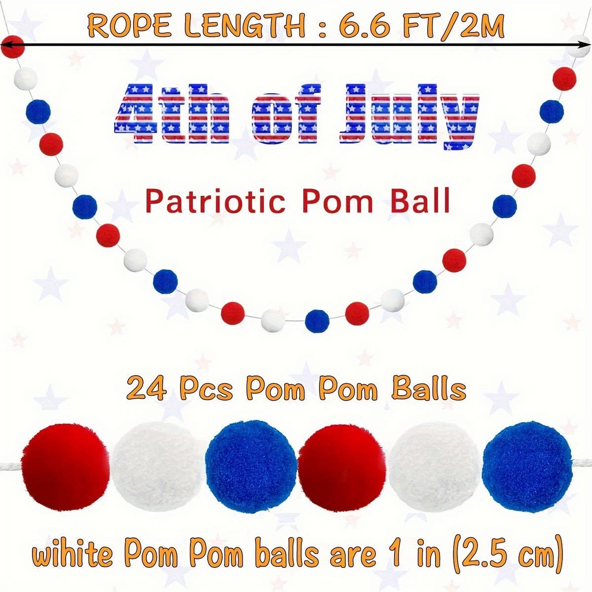 CWMM10236_2M INDEPENDENCE DAY PATRIOTIC POM POM GARLAND