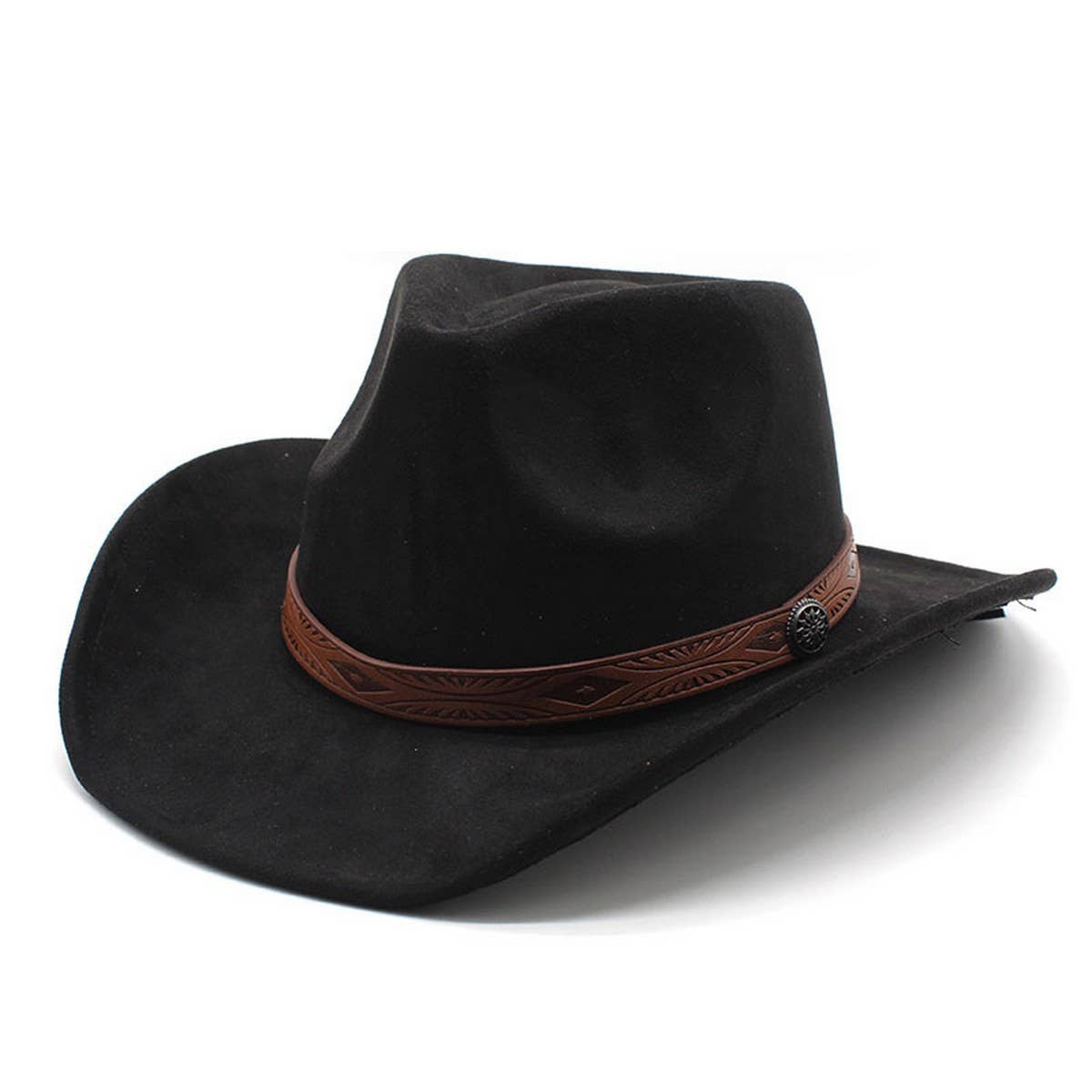 UNISEX ROLLED BRIM JAZZ HAT SIMPLE SUEDE ETHNIC HAT_CWAH2501