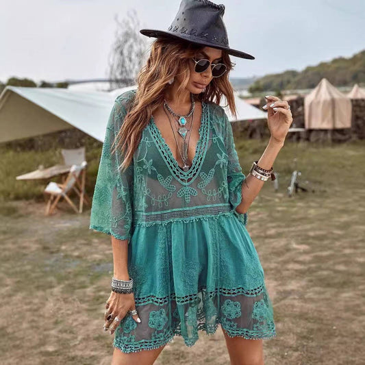 LACE BIKINI SWIMSUIT BEACH COVERUP WOMEN