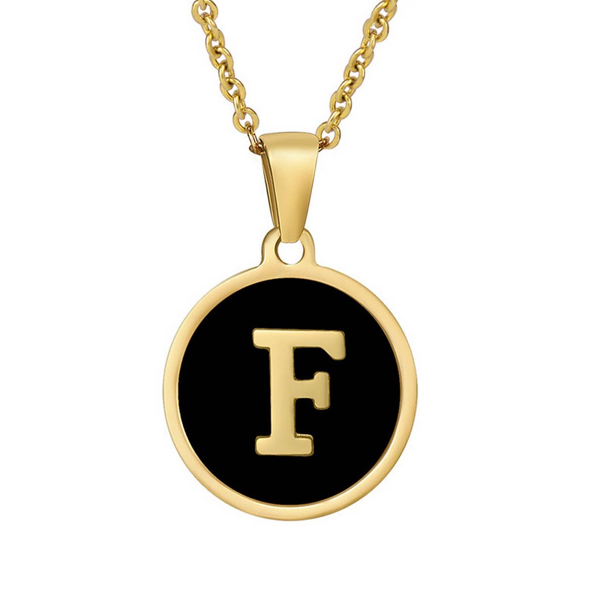 CIRCULAR SHELL ENGLISH LETTER PENDANT NECKLACE