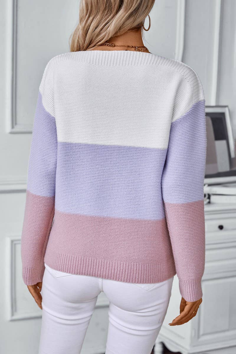 CWOSWL2839_BOAT NECK CONTRAST BUTTON KNIT SWEATER
