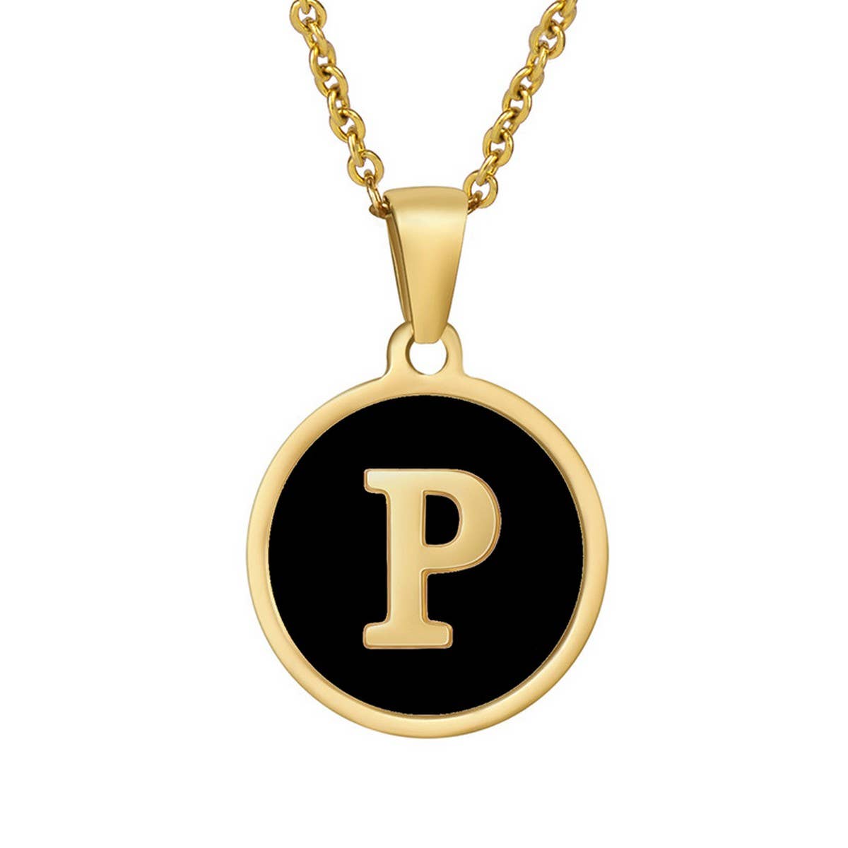 CIRCULAR SHELL ENGLISH LETTER PENDANT NECKLACE