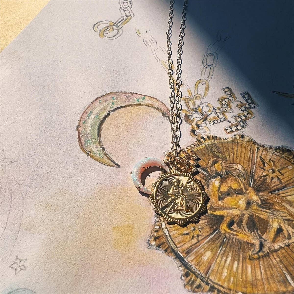 MICRO-PAVED ZIRCONIA ZODIAC RUNE PENDANT NECKLACE