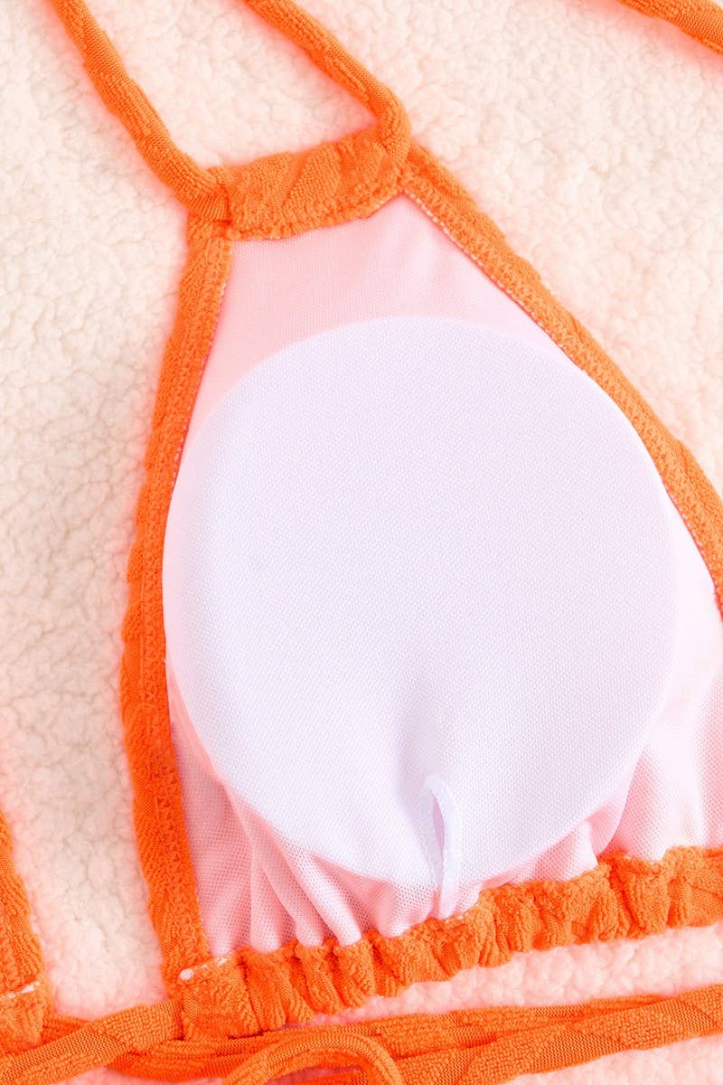 CWMW0873_SOLID COLOR BIKINI THREE PIECE SET