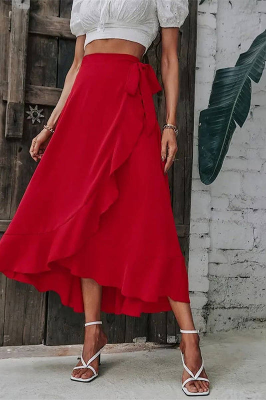 CWBMS0426_SPRING AND SUMMER RUFFLED IRREGULAR SKIRT