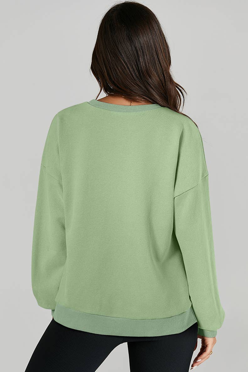 CASUAL LONG-SLEEVED SOLID COLOR CREW-NECK HOODIE
