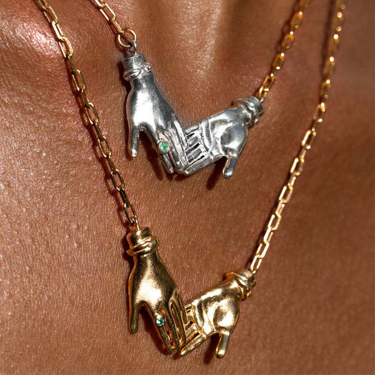 Fashion Palm Devil Eye Clavicle Necklace_CWMM5508