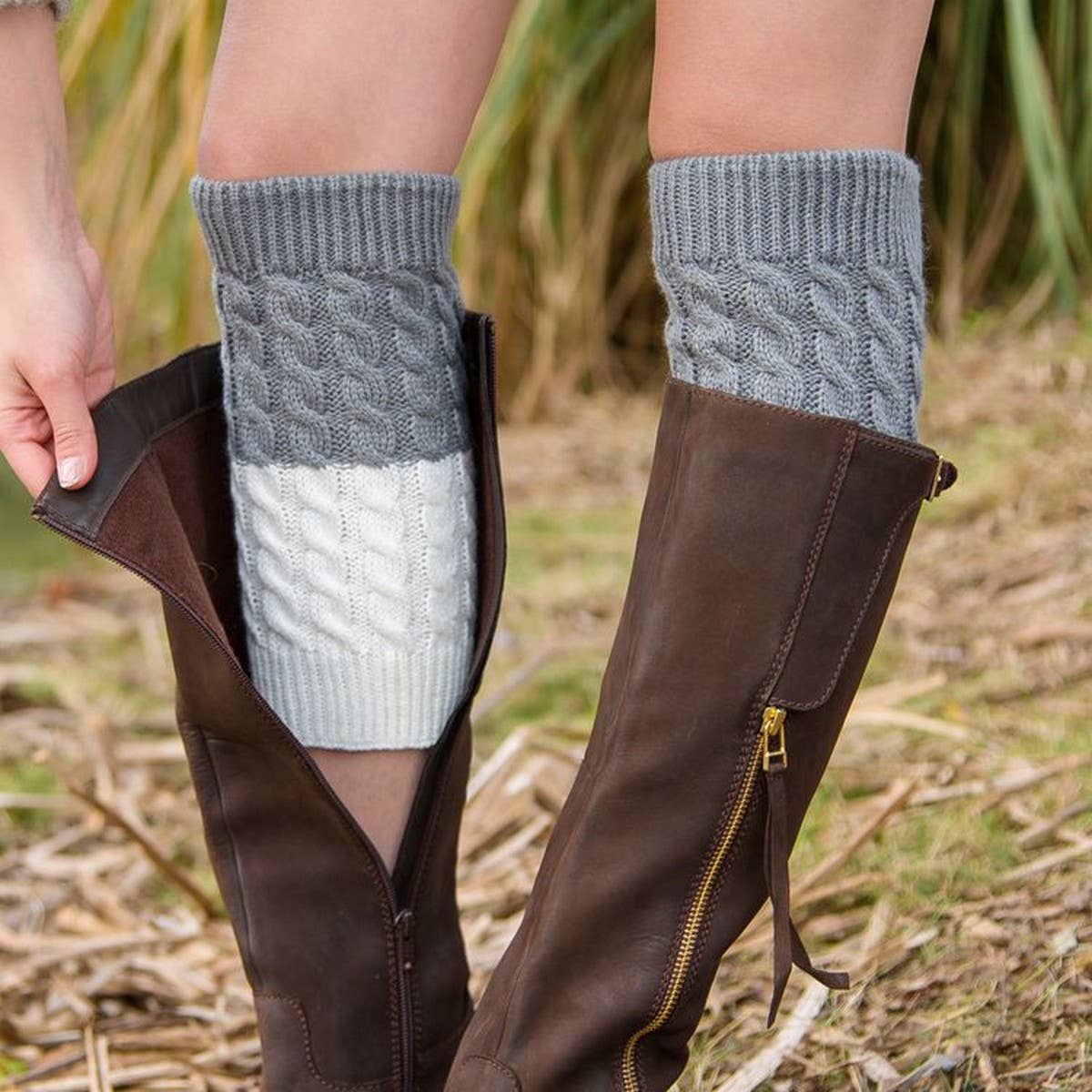 DOUBLE CONTRAST COLOR TWO-COLOR FOOT WARMER SOCKS