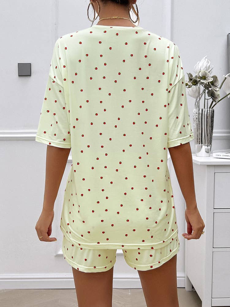 Casual printed short sleeve shorts suit