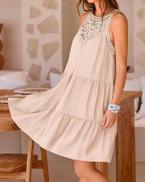 Casual sleeveless cut-out backless dress