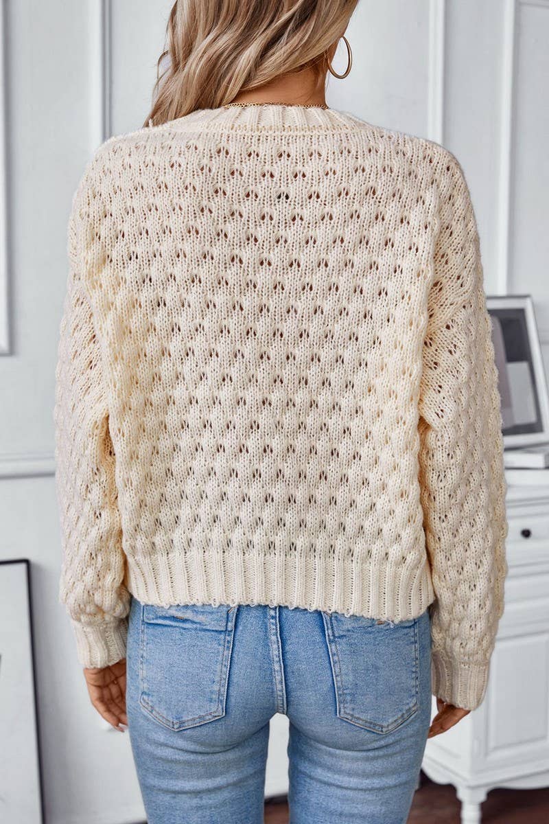 CWOSWL2836_CASUAL OPEN KNIT CABLE PULLOVER SWEATER