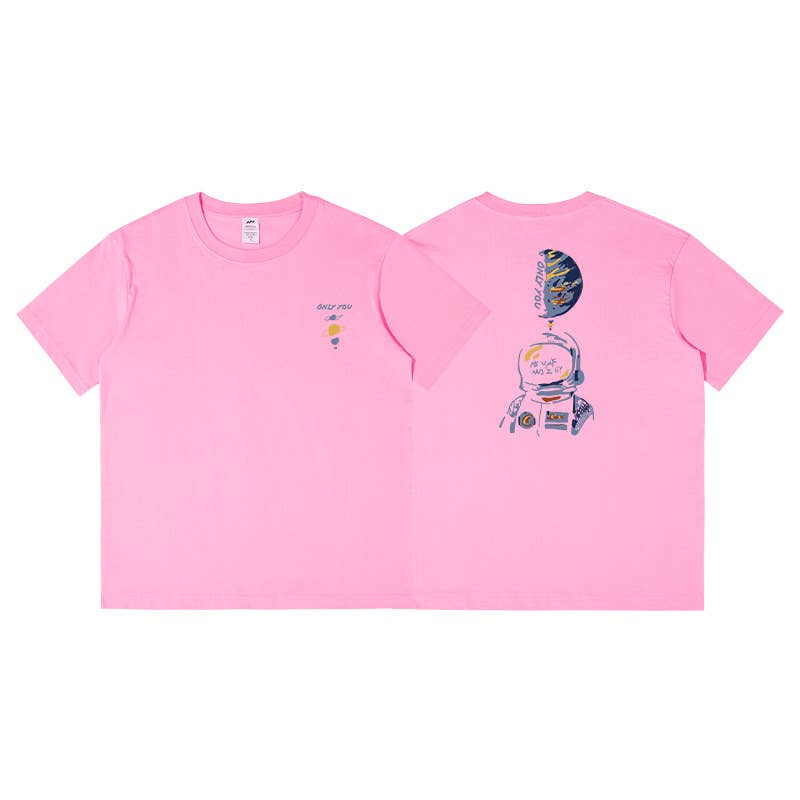 CWTTS0952_ASTRONAUT PRINT CASUAL LOOSE CREW NECK T SHIRT