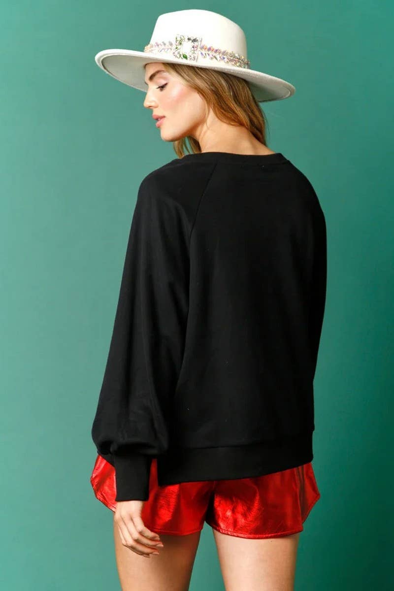 CWTBLL01283_CHRISTMAS SEQUIN THICK LOOSE SWEATSHIRT