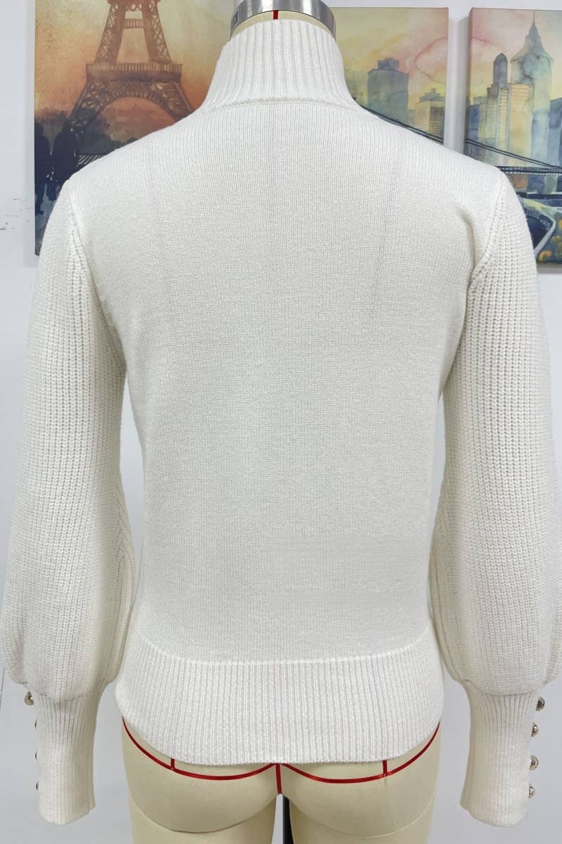 CWOSWL605_Turtle Neck Long Sleeve With Botton Sweater