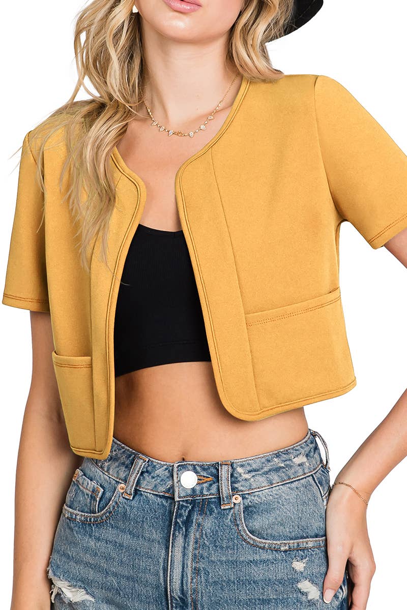 CWOBL092_Short Sleeve  Bolero Open Front Cardigan