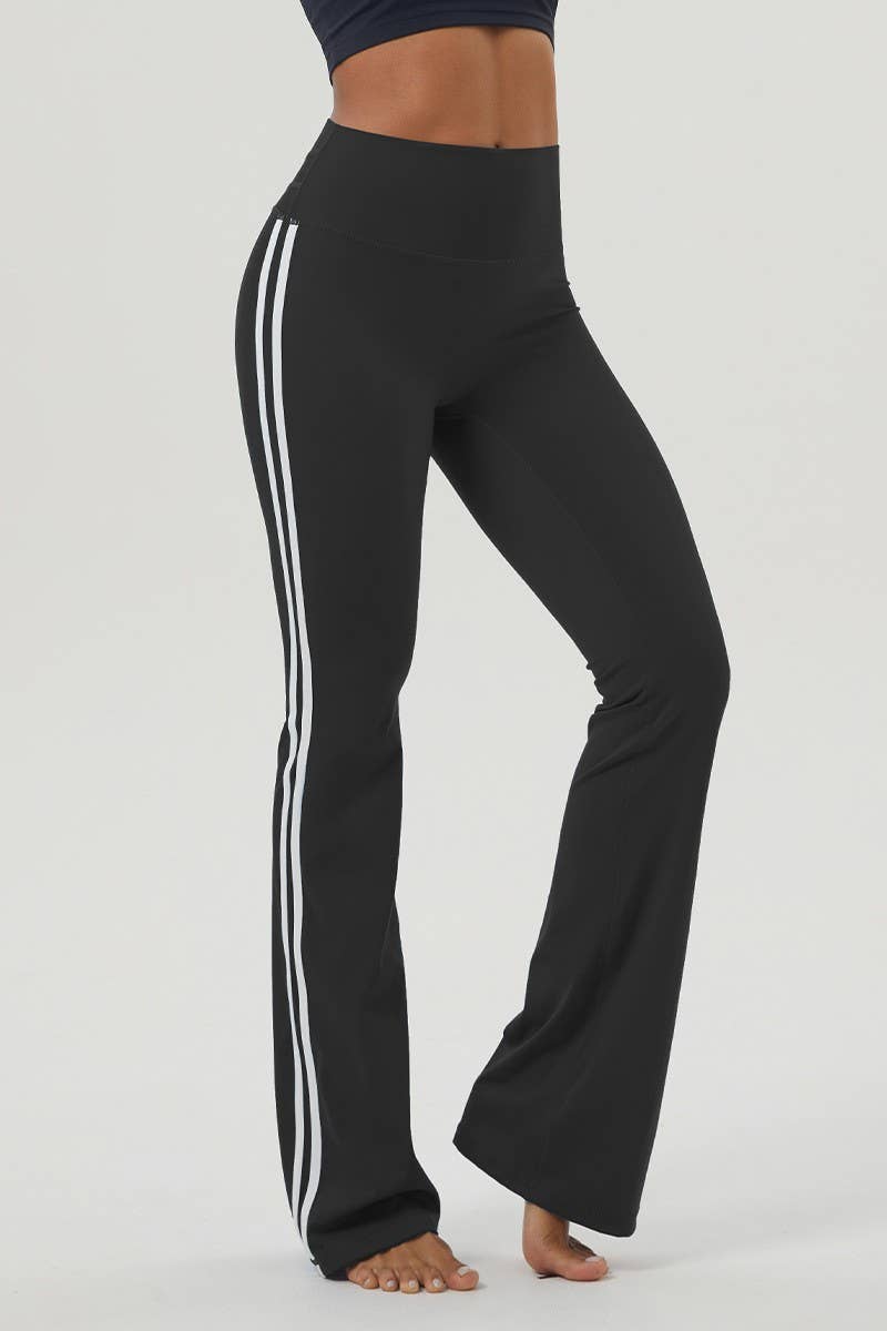 CWBLP1232_CONTRAST STRIPE SPORTS DANCE YOGA FLARED PANTS