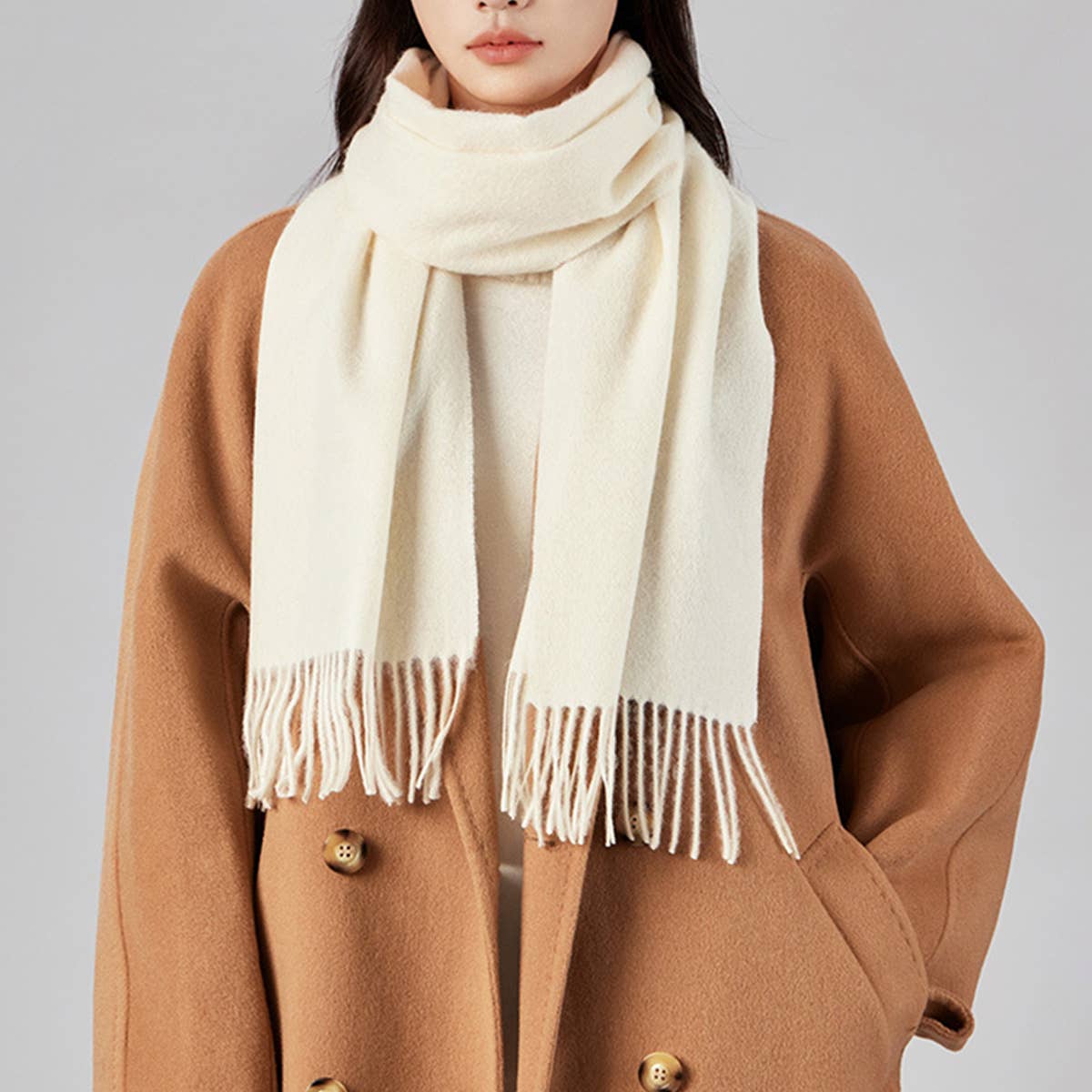 100% Wool Solid Scarf – Elegant Unisex Spring Wrap_CWASC1093