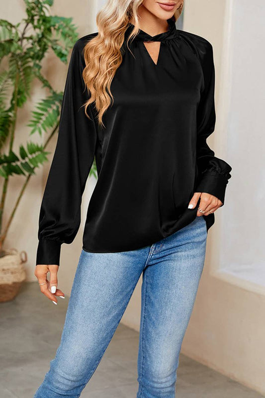 CWTBLL3752_NEW LADIES V-NECK LONG SLEEVE LOOSE SHIRT